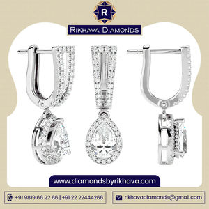 Pendientes de diamantes de oro blanco de 14 quilates de nueva tendencia, precio de fábrica con embalaje de regalo - Product Image 3