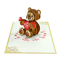 Tarjetas de felicitación 3D Pop Up Love con oso de peluche para el día de San Valentín proveedor de HMG Vietnam fabricación