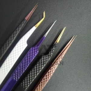 Pinzas de extensión de pestañas con logotipo personalizado y volumen de aislamiento, acero inoxidable sólido con punta puntiaguda - Product Image 6