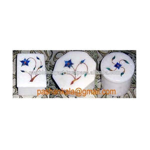 Caja de incrustación de mármol octogonal, Rectangular, caja redonda artesanal - Product Image 1