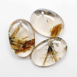 หินรูปดาวรูไทล์สีทองธรรมชาติ,พลอยหายากทรงรูปไข่พลอย Hematite - Product Image 5