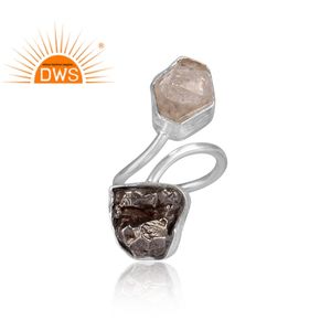 925พลอยเฮอร์กิเมอร์ธรรมชาติดีไซน์เนอร์ทำด้วยมือและอุกกาบาตแหวนวางซ้อนกันได้เครื่องประดับผู้ผลิต - Product Image 2