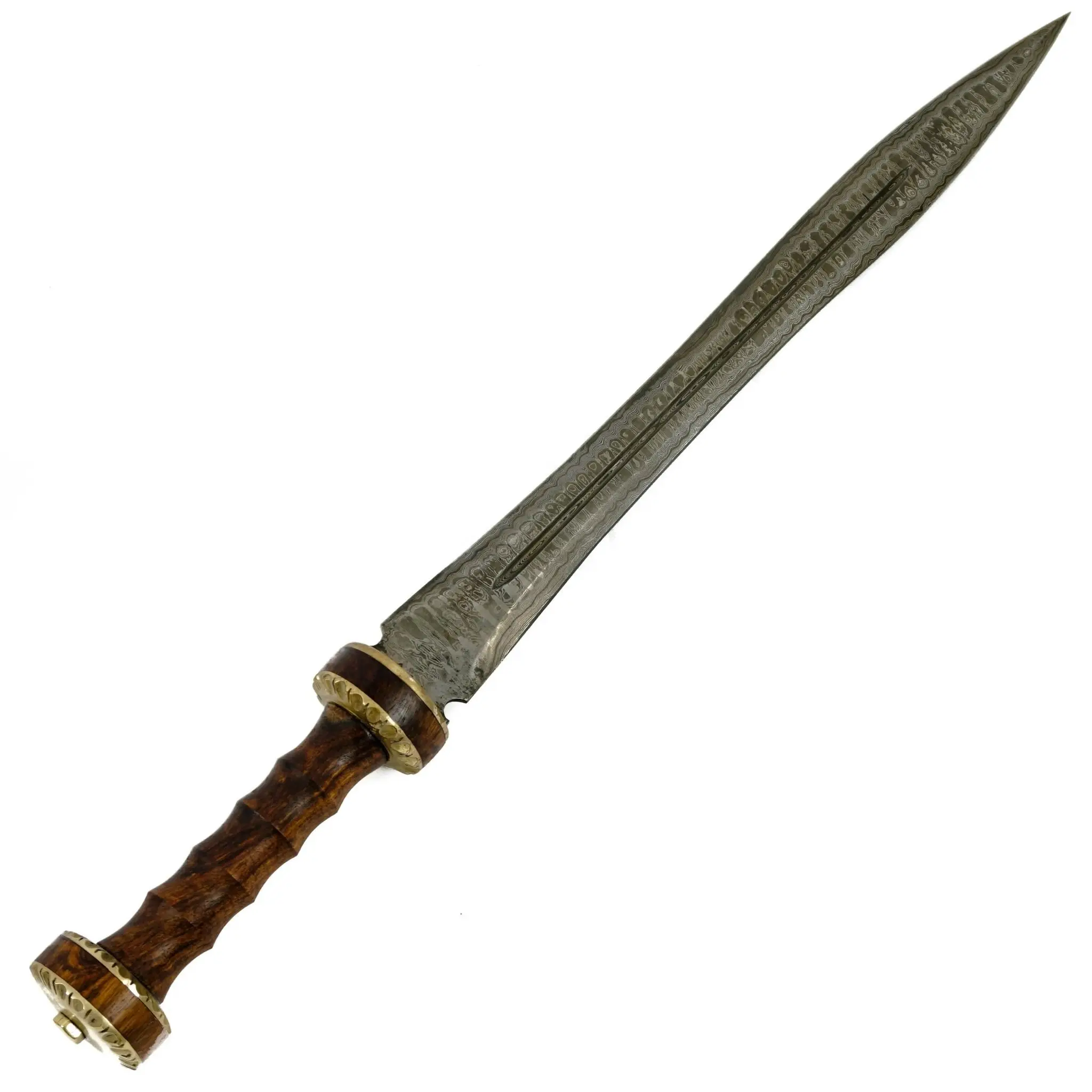 Aço damasco artesanal dupla borda romano espada gladius