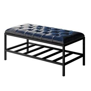 Banc en fer forgé de couleur noire avec siège en cuir Banc de qualité supérieure pour la décoration de la maison et de la salle de séjour - Product Image 1