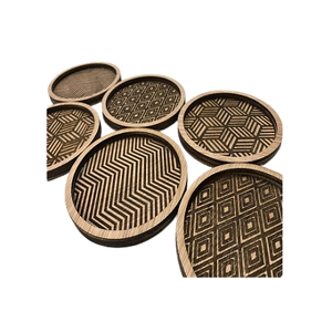 Ensemble de 6 sous-verres de taille personnalisée Attrayant en bois découpé au laser Design Style classique pour fournisseur en gros - Product Image 1