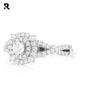 0.75ctw แฟนซีและรอบคู่รัศมีบิดแหวนหมั้น14พันชุบทองคู่รัศมีแหวนหมั้นบนนิ้ว - Product Image 2