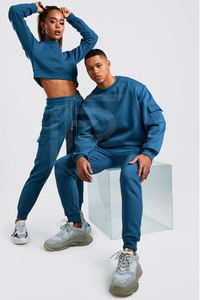 Survêtement de sport 2 pièces en coton personnalisable pour adultes unisexe survêtements grande taille avec grandes poches pour la saison d'hiver - Product Image 4