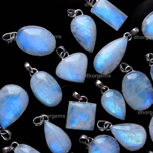 925 argent Sterling pierre de lune pendentif brut topaze Alphabet ensemble de bijoux Lot de pierres précieuses blanches naturelles bijoux en pierre de lune - Product Image 3