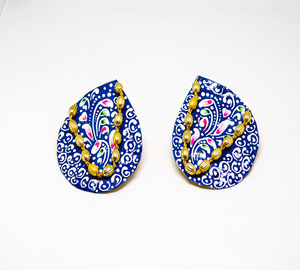 Trending handpainting <b>stud</b> hoop Brass <b>Earrings</b> for <b>girls</b> and women - Product Image 5