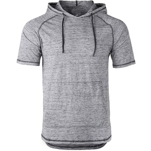 Top básico de manga corta para hombre, sudaderas con capucha de verano, jersey liso, camiseta con capucha, pantalones de chándal ajustados, patrón, ropa básica al por mayor - Product Image 1