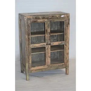 Industrial Indian Vintage Antique Reclaimed Distressed Color Wooden Medical Box Key Kitchen Medicine Cabinets Store Shop