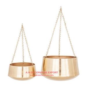 Macetero colgante de Metal con cadena, Juego de 2 macetas de flores chapadas en níquel, decoración de boda - Product Image 3