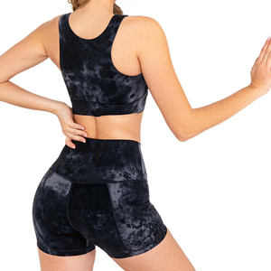 ชุดกีฬาสำหรับเล่นโยคะ,ชุดเล่นโยคะฟิตเนสแบบสองชิ้นผ้าไนล่อน - Product Image 3