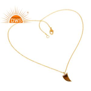 CZ เสือตาพลอยสร้อยคอสาวสวยจี้สร้อยคอ14K ชุบทองผู้ผลิตเครื่องประดับเงิน - Product Image 2