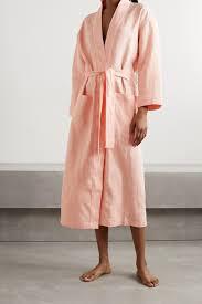 Pre-Washed Pure <b>Linen</b> Robe Customizable ODM Woven Design Breathable V-Neck Sleepwear Three-Quarter Sleeves Solid Summer Autumn - Product Image 2