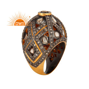 Bague dôme en diamant naturel en argent sterling 925 bijoux en diamant pour femme cadeau pour son cadeau de fête - Product Image 1