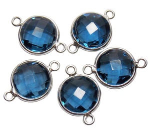 Conector de bisel hecho a mano de piedras preciosas de cuarzo Lolyte facetado de Plata de Ley 925 con accesorios y componentes de joyería de doble fianza - Product Image 1