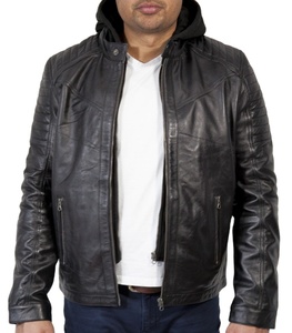 Veste en cuir pour hommes Adventure-Ready Style extérieur formel robuste avec coupe confortable Look solide Sensation durable Col à capuche - Product Image 1
