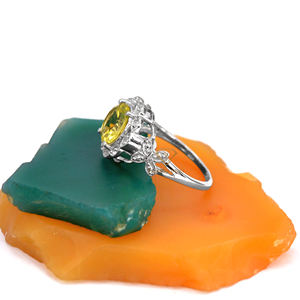 Anillo de piedras preciosas de cuarzo limón de Plata de Ley 925, anillo de aniversario de flor amarilla de forma redonda para bodas, suministros al por mayor - Product Image 2