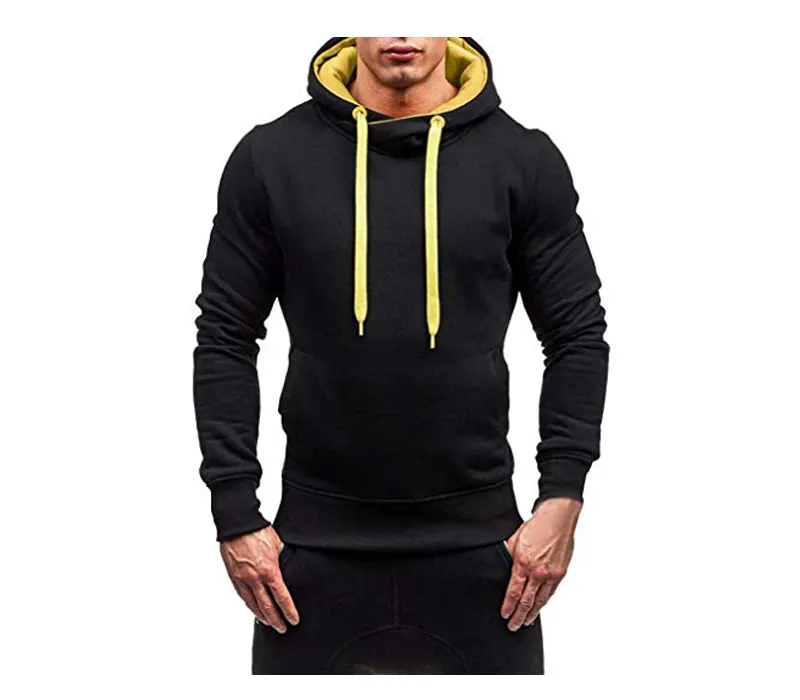 Fashion Hoodies Men's Color Block Pullover O-Neck Autumn and Winter Warm Color Hooded Sweatshirt