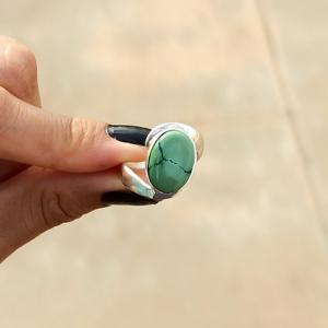 Bague turquoise verte naturelle 925 bijoux en argent sterling avec pierres précieuses approvisionnement en gros pour les femmes produit fait à la main - Product Image 6