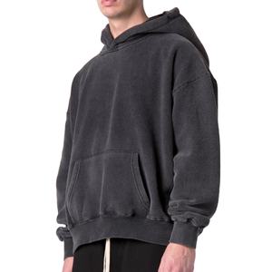 OEM de fábrica al por mayor 400gsm French Terry Hoodies hombres ácido lavado negro Sudadera con capucha diseñador de impresión de tela polar de punto 100% algodón - Product Image 3