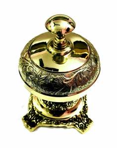 Campana de mesa de latón brillante decorativa, campana de recepción de Hotel adornada, campana de mostrador B7 de Calvin Handicraft - Product Image 1
