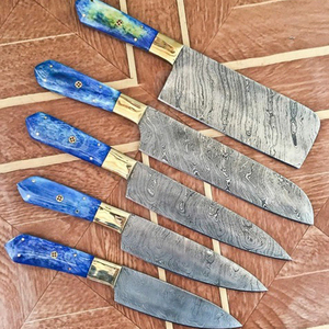 Ensemble de 6 couteaux de cuisine japonais en acier, damas VG10 chef désochage, couteaux utilitaires Santoku manche en bois - Product Image 3