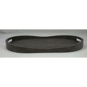 Plateau ovale en faux shagreen noir DAPHOCO 0,58x0,38x0,065 Vietnam, taille personnalisée, modèle en bois acrylique bambou 095, directement de l'usine - Product Image 2