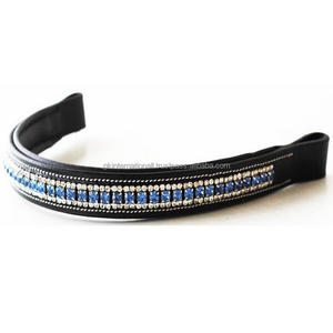 สายคาดหน้าม้าหนังแท้คุณภาพสูง ประดับคริสตัล หลายสี หลายขนาด สายบังเหียนหนังแท้จากสหรัฐอเมริกา สำหรับกีฬาโปโล - Product Image 3