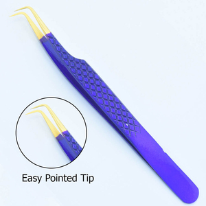 Pinzas para pestañas con agarre de Diamante Azul, las más vendidas, pinza de extensión de pestañas de Etiqueta Privada, acero inoxidable para voluminosas - Product Image 3
