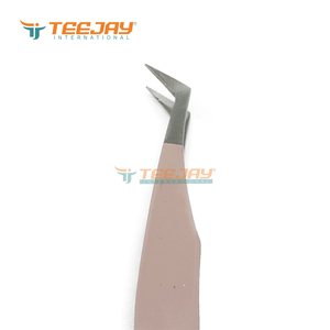 45 degrés L Botte Bébé Rose Enduit de Poudre Volume Extension De Cils Pince À Épiler avec Simple Poignée 12cm Poignée & 12mm Taille de la Pointe - Product Image 5