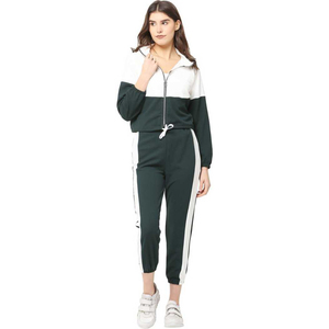 Logo personnalisé Survêtement Crop Tops Sweat-shirt et survêtement de jogging Ensemble de survêtements 2 pièces Survêtements 100% coton pour femmes - Product Image 1