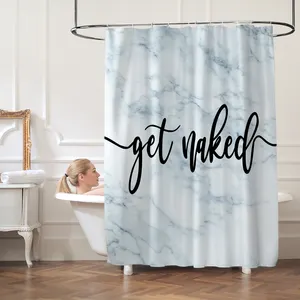 ホームホテルのバスルーム用の大理石の高品質シャワーカーテンで裸になりましょう