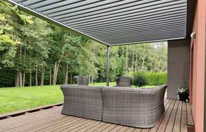 Canis-perluche rotative motorisée, toit en aluminium, étanche, éclairage Rgb, système de Pergola bioclimatique de luxe - Product Image 2