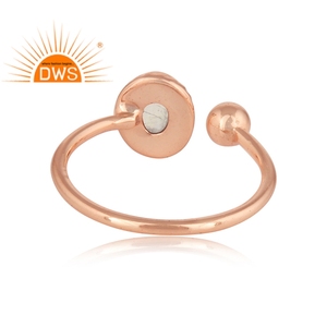 รูปไข่ตัดรุ้งมูนสโตนพลอย925แหวนเงินสเตอร์ลิงผู้ผลิตเครื่องประดับกุหลาบชุบทองออกแบบแหวนเงิน - Product Image 3