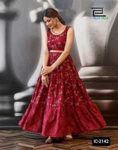 Indian Pakistani Style Long Gown Style Rayon Sleeveless Kurtis with Embroidery <b>Work</b> Heavy <b>Belt</b> for Women Western Style Kurtis - Product Image 5
