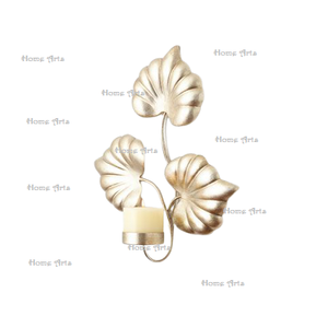 เชิงเทียนรูปใบไม้สำหรับตกแต่งผนังโลหะสีทองเชิงเทียนสำหรับใช้ในโรงแรมและร้านอาหาร - Product Image 1