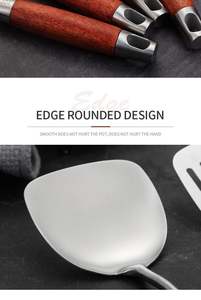 Juego de cucharas para servir bodas pulidas brillantes con mango de madera Juego de cubiertos de mesa elegante de acero inoxidable - Product Image 5