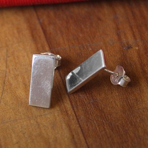 Minimalist <b>Studs</b> Simple Sterling Silver Rectangle Earrings - Product Image 3