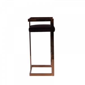 Tabouret de bar moderne VIG Modrest Halifax en similicuir noir industriel et cadre en bois or rose pour le salon, la cuisine, la salle à manger et le centre commercial - Product Image 4