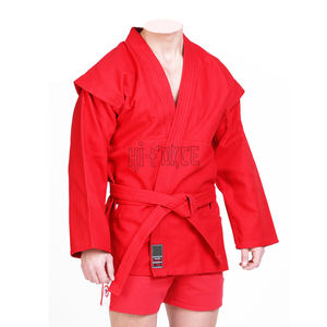 Uniformes de Sambo Rojos y Azules Hechos a Medida, Kimono de Sambo de Lucha Rusa Tradicional Unisex de Algodón - Product Image 1