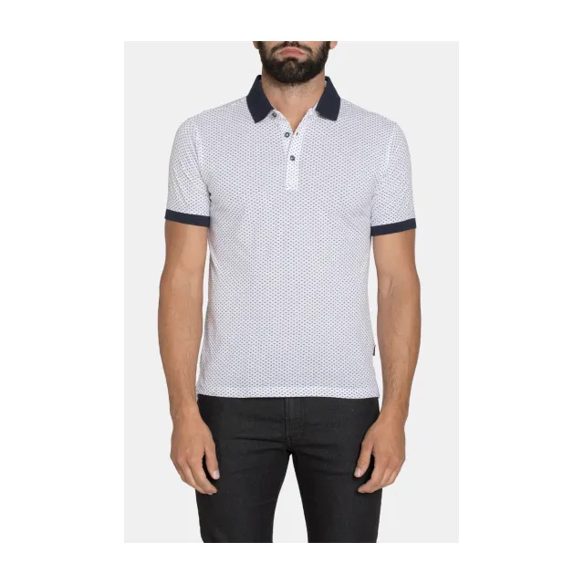 Camiseta de mangas curtas, italiana, tamanho regular, estampada, de alta qualidade, fantasia, piquete, polo, tecido de algodão 100%