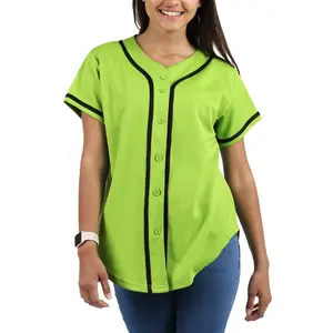 Femmes Baseball bouton vers le bas maillot Hip Hop Softball athlétique à manches courtes t-shirt personnalisé promotionnel femmes mince coupe baseball maillot