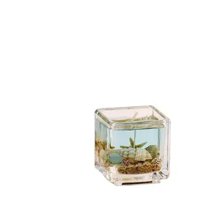 オーシャンシリーズマルチカラーの家の装飾の香りのガラス瓶ジェルワックスキャンドル