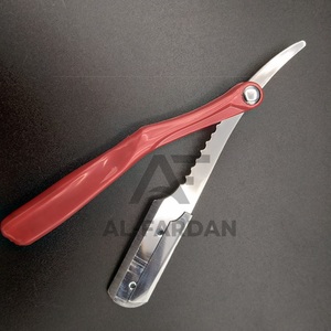 มีดโกนหนวดสำหรับผู้ชายด้ามจับพลาสติก ABS สีแดงมีดโกนโกนหนวดแบบตรงใบมีดสเตนเลสเปลี่ยนได้ - Product Image 5