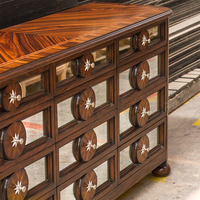 Buffet en bois massif de style mid-century Boris, élégant meuble de rangement avec 3 tiroirs pour salon, maison et hôtel