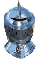 Casque médiéval de haute qualité, complet, prêt au combat, armure en acier doux