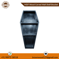Étagère murale en forme de cercueil en bois MDF de haute qualité décorative personnalisée en bois sculpté exportateur à bas prix pour la décoration intérieure de bureau à domicile