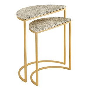 Modern Half Moon Simple Metal Marble <b>Side</b> <b>Table</b> Contemporary Home Furniture for Living Room & Bedroom Elegant Coffee <b>Sofa</b> <b>Tables</b> - Product Image 1